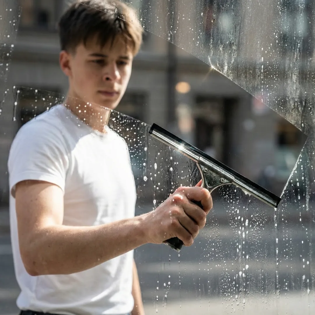 Dino fra DITvindue vinduespudser i Nyborg